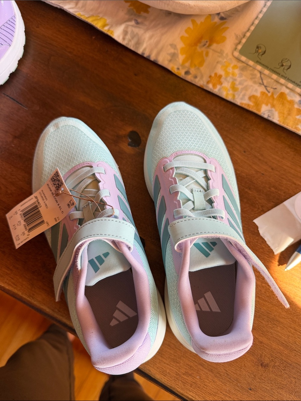 adidas Kids Mint and Lavender Lightweight Sneakers